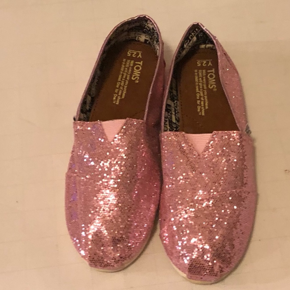 New Toms Glitter Sequin Pink Slip On Shoe Size 2.5Y